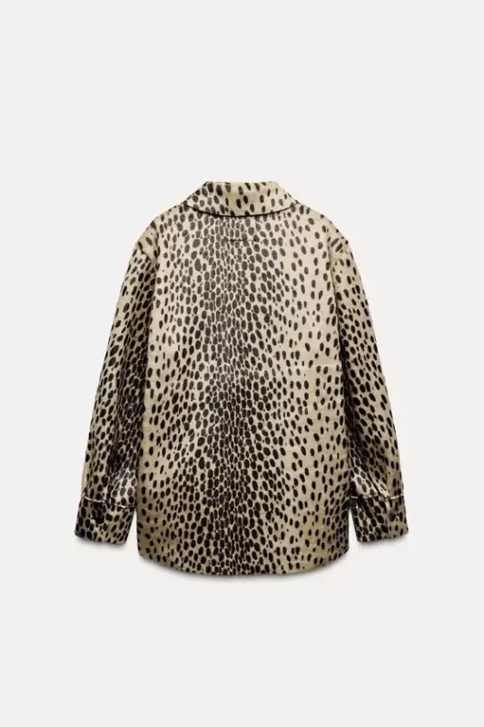 Faux fur jacket with animalistic print