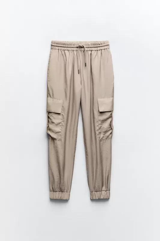 Cargo pants with elasticized waistband