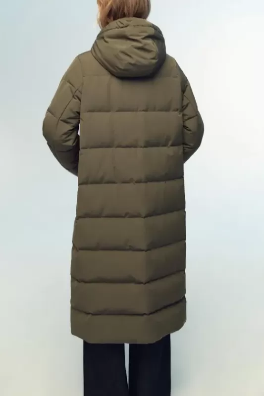 Long waterproof windproof down jacket with hood