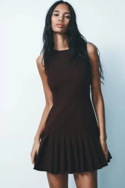 Mini dress with pleats