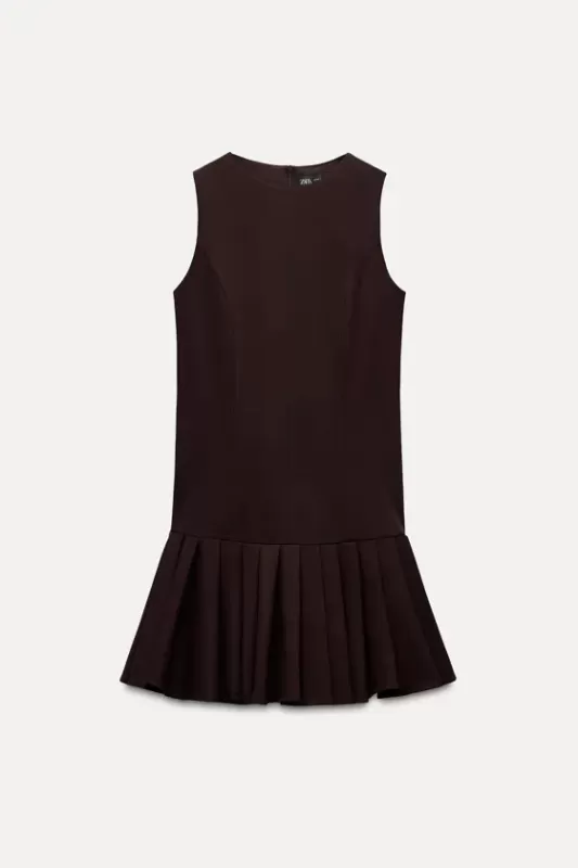 Mini dress with pleats