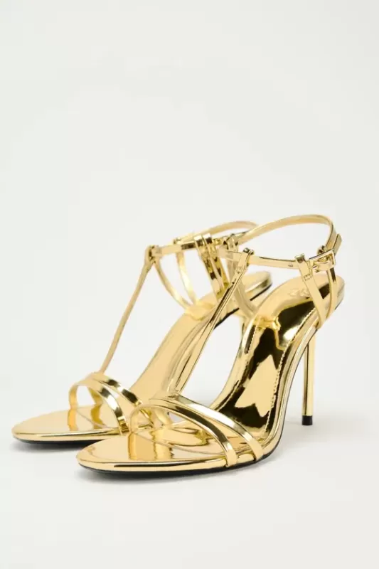 Shiny sandals with ankle strap