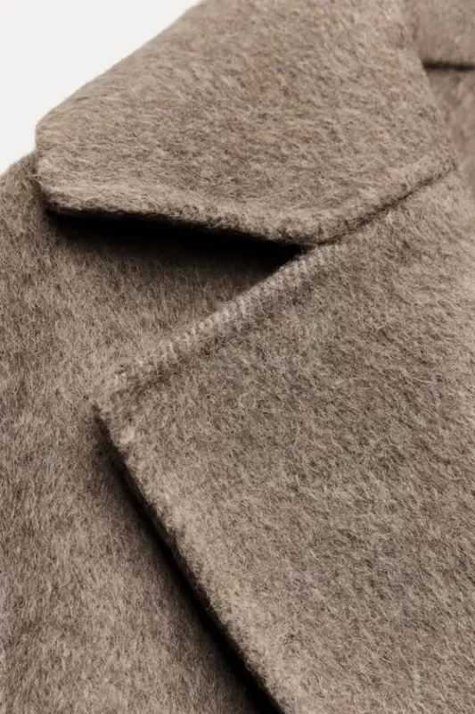 Long double-breasted wool-blend coat