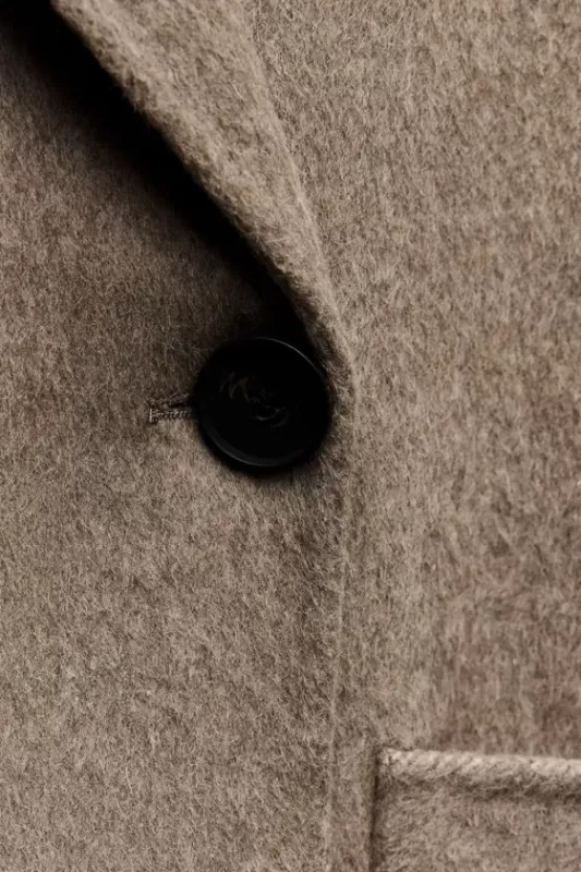 Long double-breasted wool-blend coat