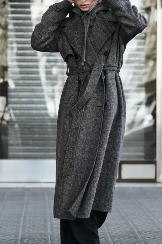 Double-breasted wool-blend coat - ZW COLLECTION