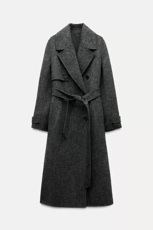 Double-breasted wool-blend coat - ZW COLLECTION