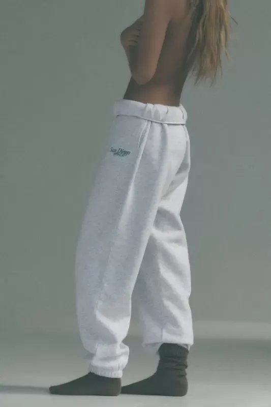 Soft fabric jogger pants with lettering