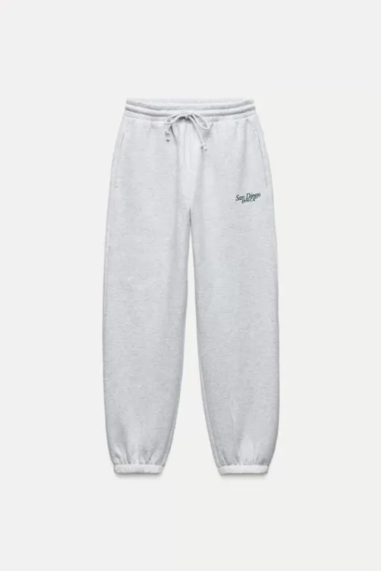 Soft fabric jogger pants with lettering