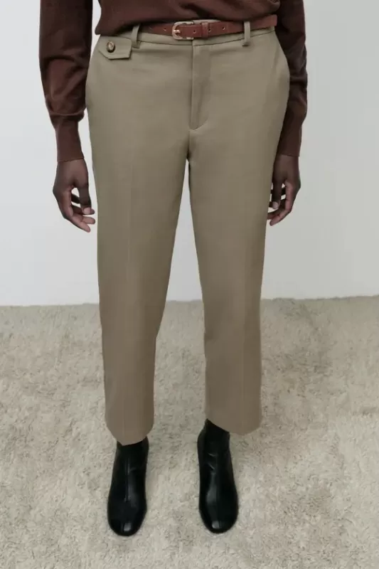 Straight pants with belt