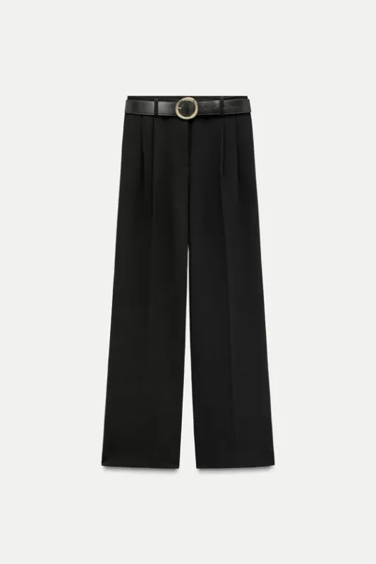 Wide leg pants with belt