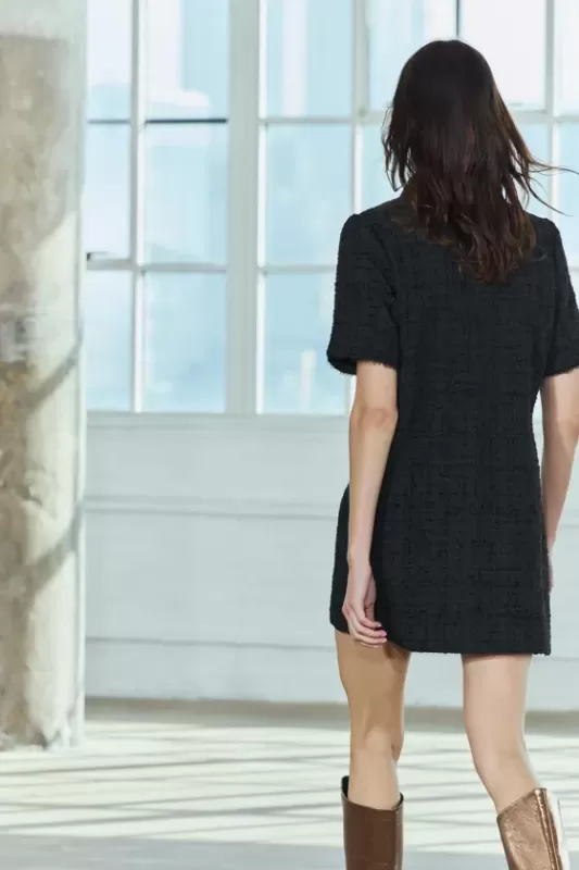 Short dress with embossed pattern - ZW COLLECTION