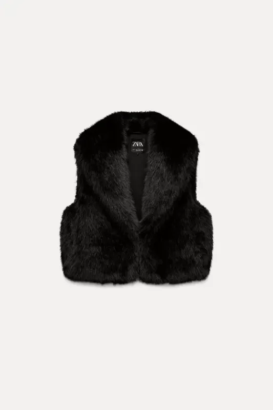 Short faux fur vest