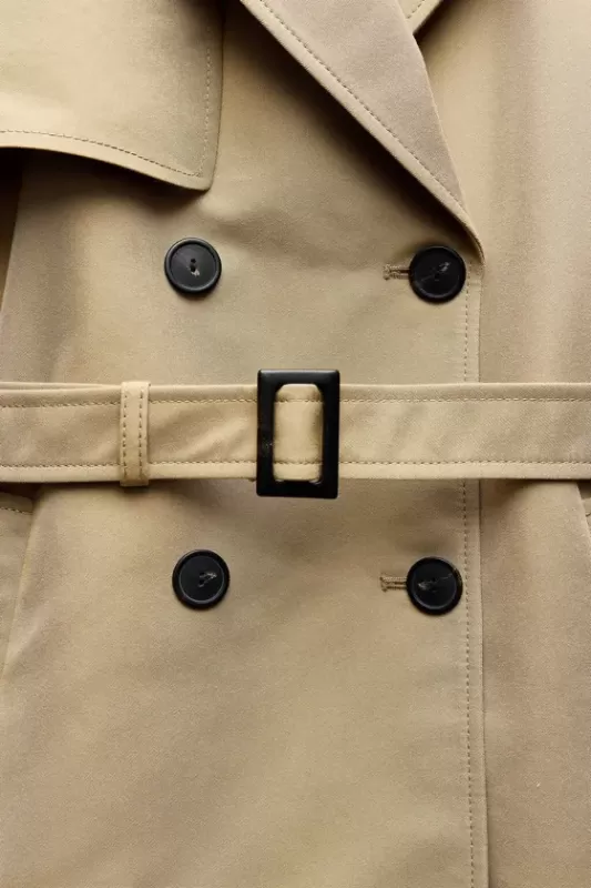 Double-breasted trench coat with belt