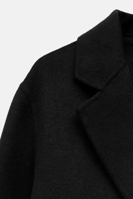 Double-breasted wool blend overcoat