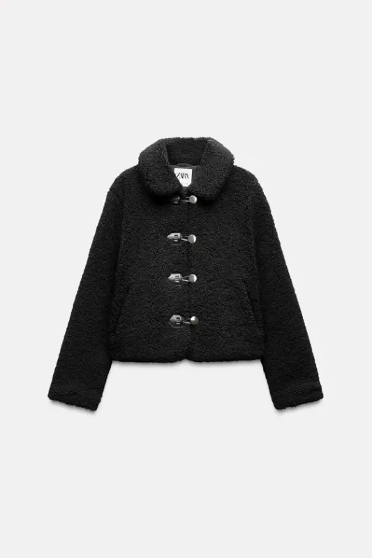 Short faux sheepskin coat