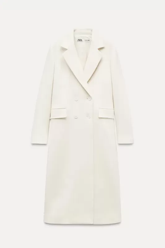 Tight-fitting wool-blend coat ZW