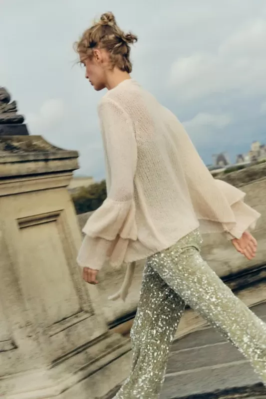 Flared pants with sequins