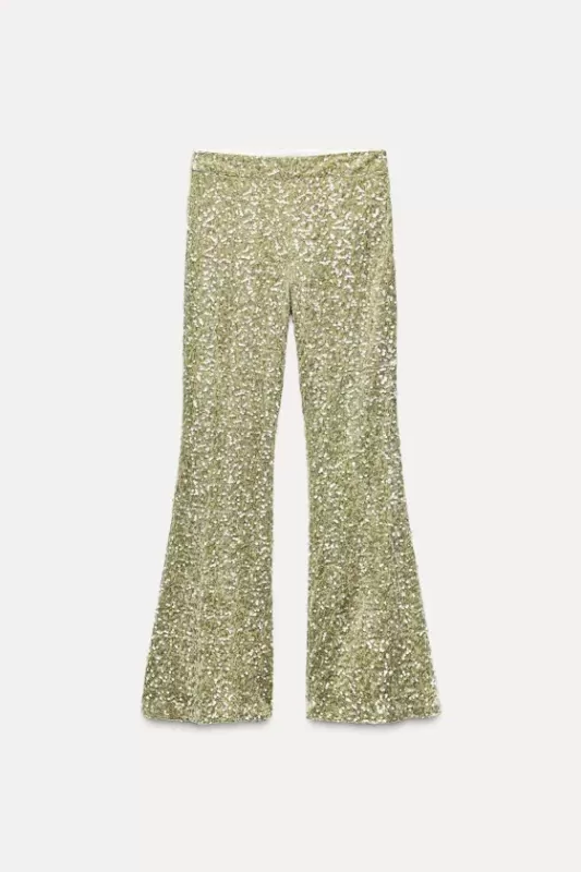 Flared pants with sequins