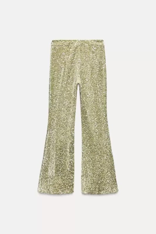 Flared pants with sequins