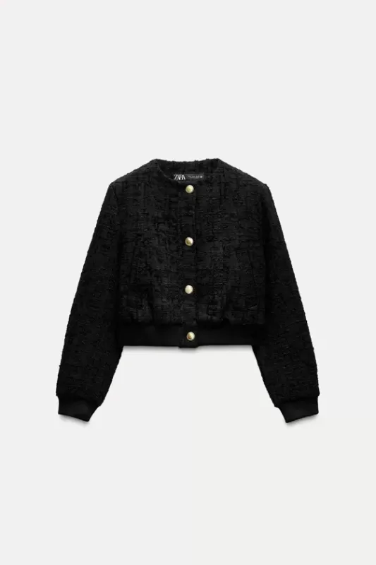 Structured fabric bomber jacket