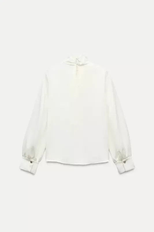 Satin shirt with knot