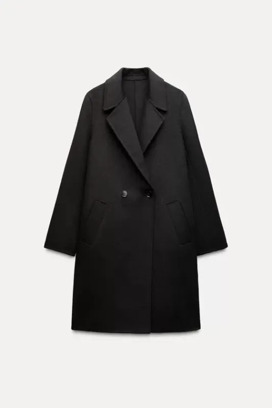 Double-breasted wool-blend coat