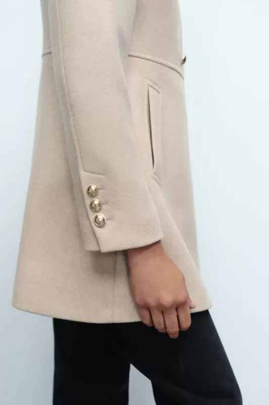 Double-breasted blended wool coat