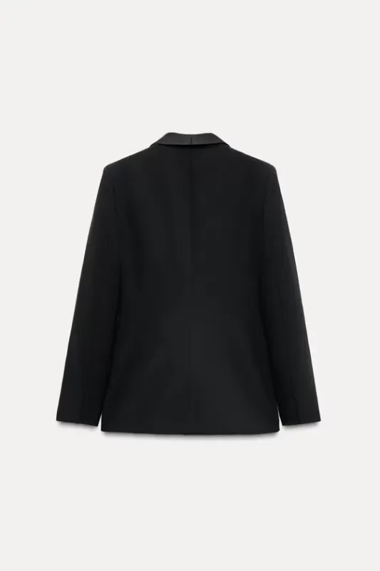 Satin Tuxedo Blazer with Lapels