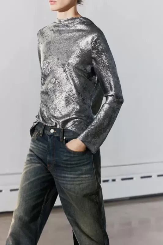 Metallic shimmer fabric top - ZW COLLECTION