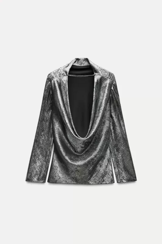 Metallic shimmer fabric top - ZW COLLECTION