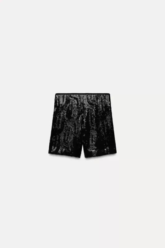 High-rise shorts with sequins