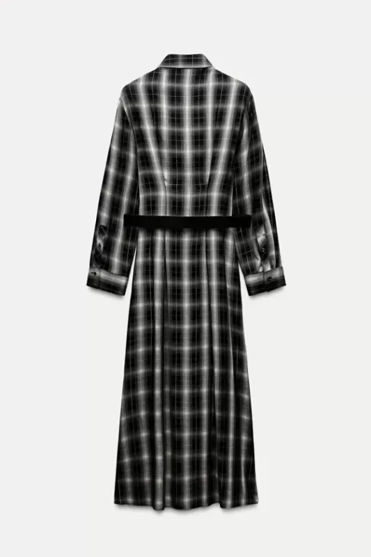 Shirt midi dress in plaid