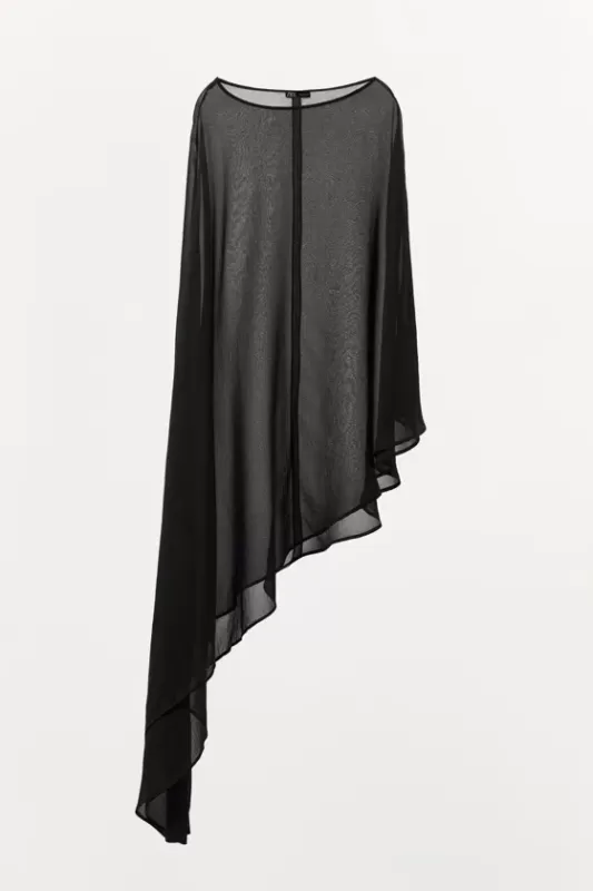 Semi-transparent asymmetrical cape